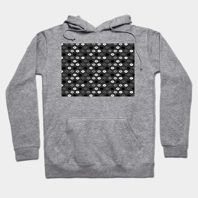 Lips Black Pattern Hoodie by XOOXOO